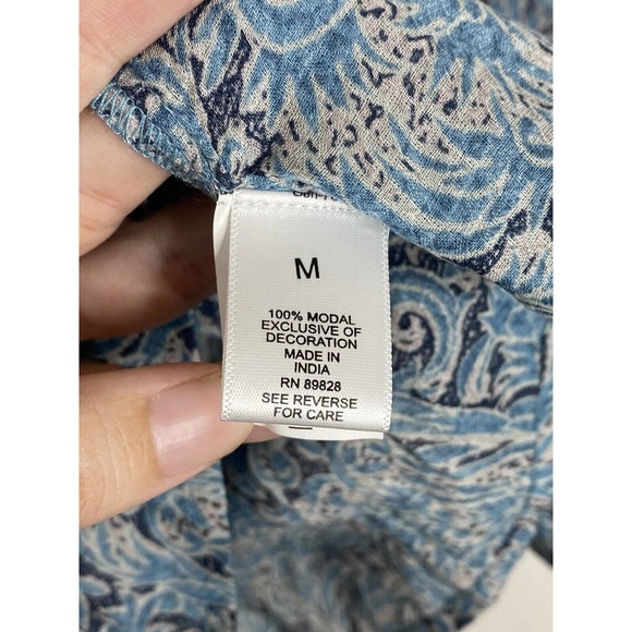 HAUTE HIPPIE TRIBE Avery Blue Paisley Top Peasant Cottagecore Boho Blouse Sz M - Picture 4 of 6